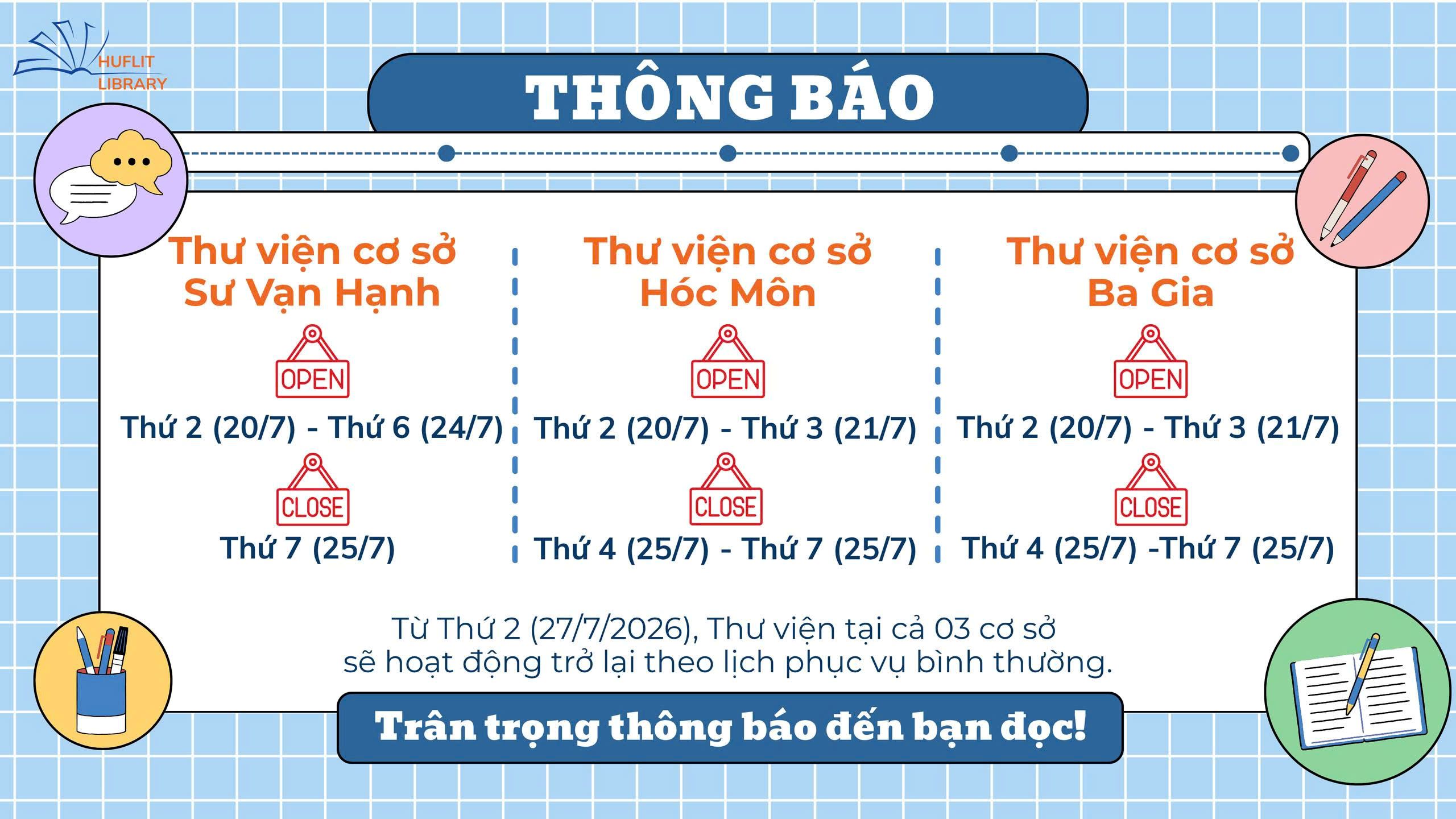 Thời gian hoạt động ngày 20-25/7